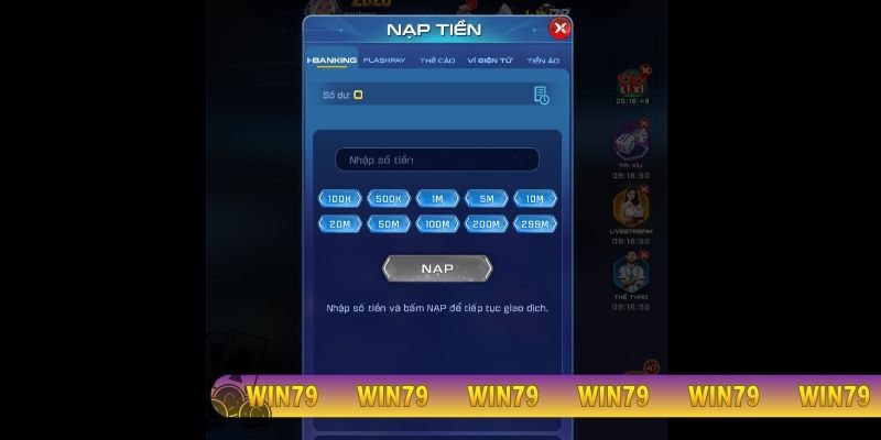 Các kênh nạp tiền Win79 vô cùng đa dạng